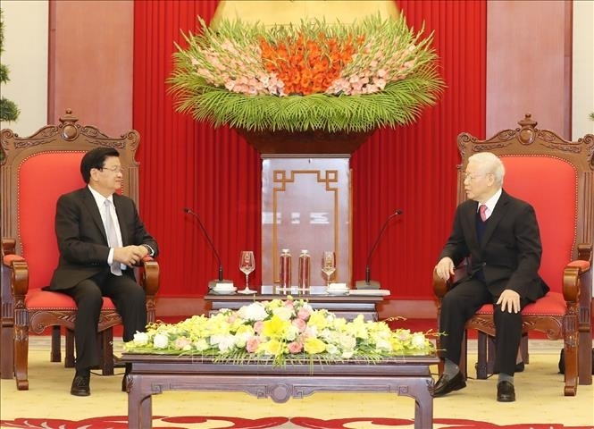 Tổng Bí thư, Chủ tịch nước Nguyễn Phú Trọng tiếp Đoàn đại biểu cấp cao Chính phủ Lào