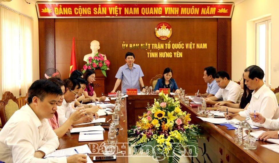 Đồng chí Phó Bí thư Thường trực Tỉnh ủy Nguyễn Duy Hưng làm việc với Ủy ban MTTQ Việt Nam tỉnh và các tổ chức chính trị - xã hội tỉnh